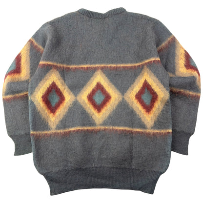 Vintage 70s YSL Yves Saint Laurent Wool Jumper Size S | Small, Grey, Red, Yellow