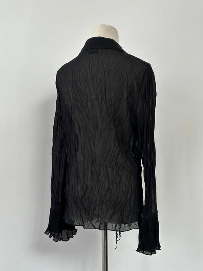 Vintage 1990s Sheer Hook & Eye Crinkle Shirt - M