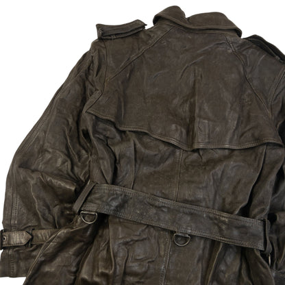 Vintage Burberry Nova Check Lined Belt Waist Leather Trench Jacket Size M | Medium, Brown