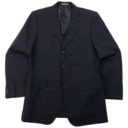 Vintage 90s Yohji Yamamoto A.A.R Pinstripe Jacket & Trousers Suit Set Size S | Small, Black