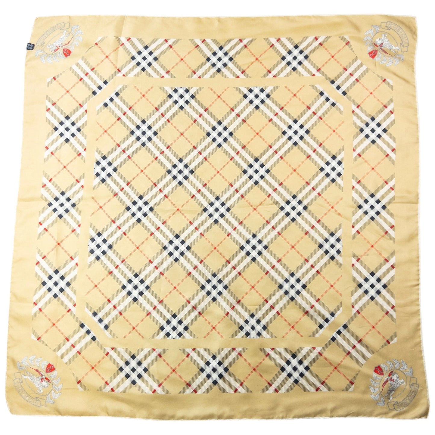 Vintage 90s Burberry Nova Check Silk Scarf | O/S, Beige