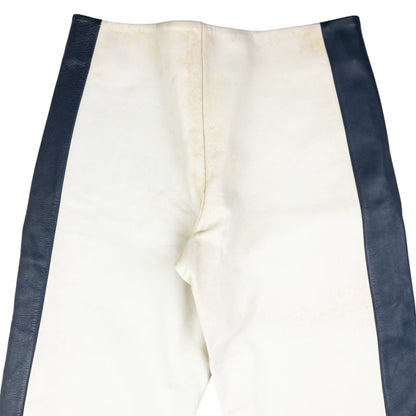 Vintage Katharine Hamnett Leather Trousers Size W30 | Medium, White, Navy