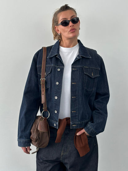 DKNY 2000s Pure Cotton Boxy Denim Jacket - L