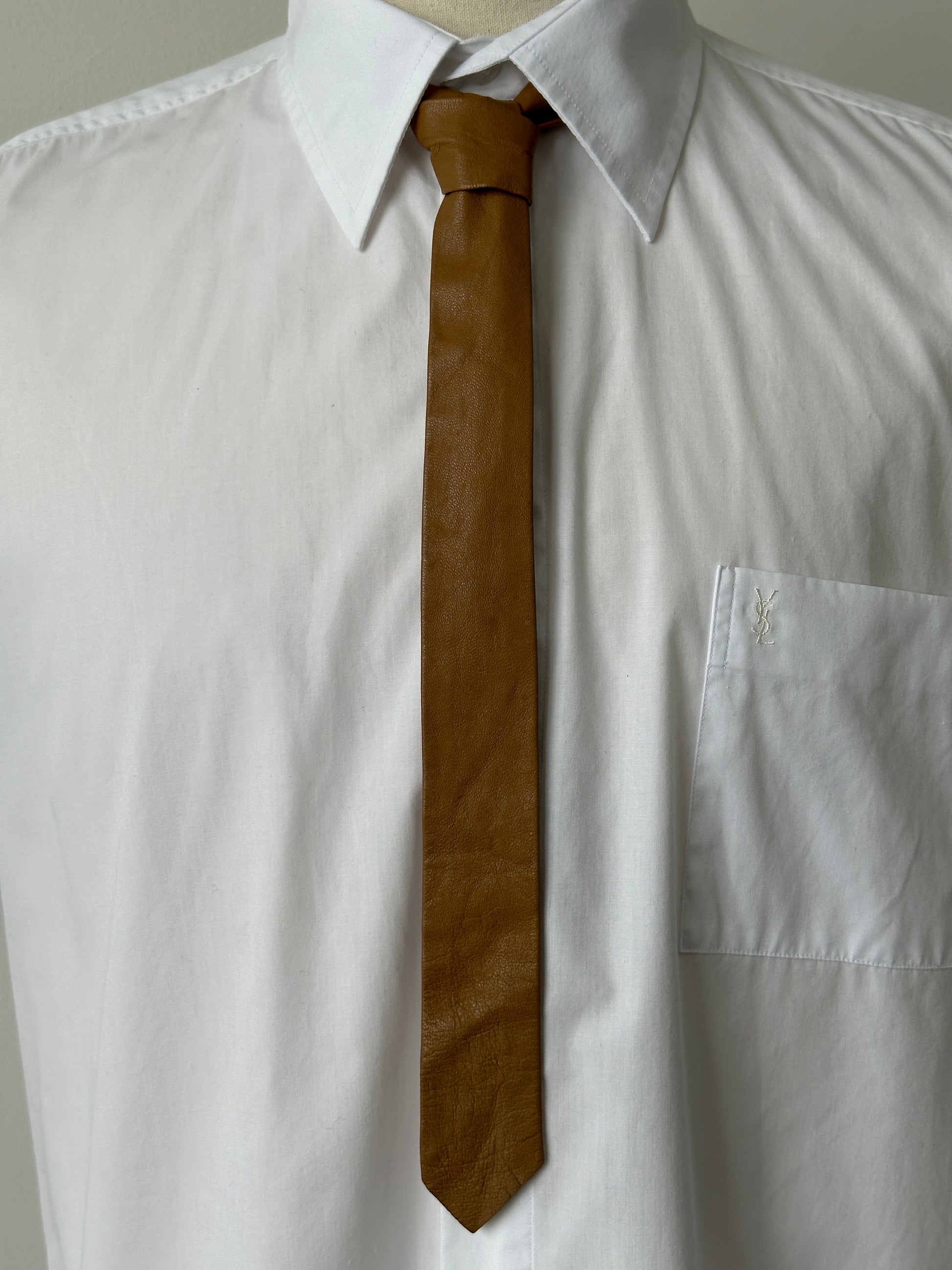 Vintage 1990s Leather Skinny Tie