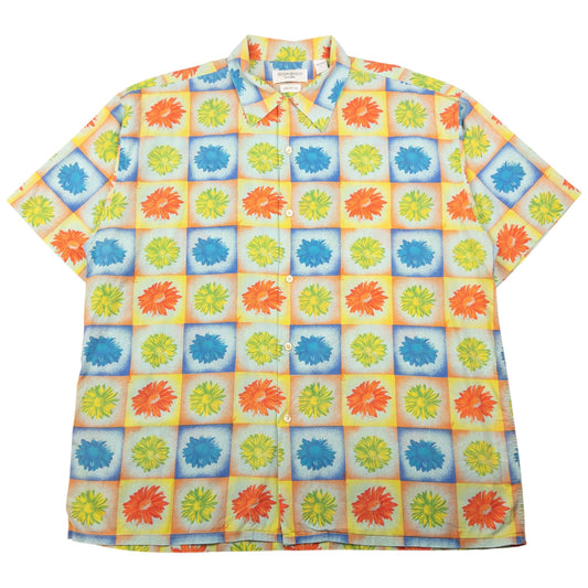 Vintage YSL Yves Saint Laurent Floral Short Sleeve Button Up Shirt Size L