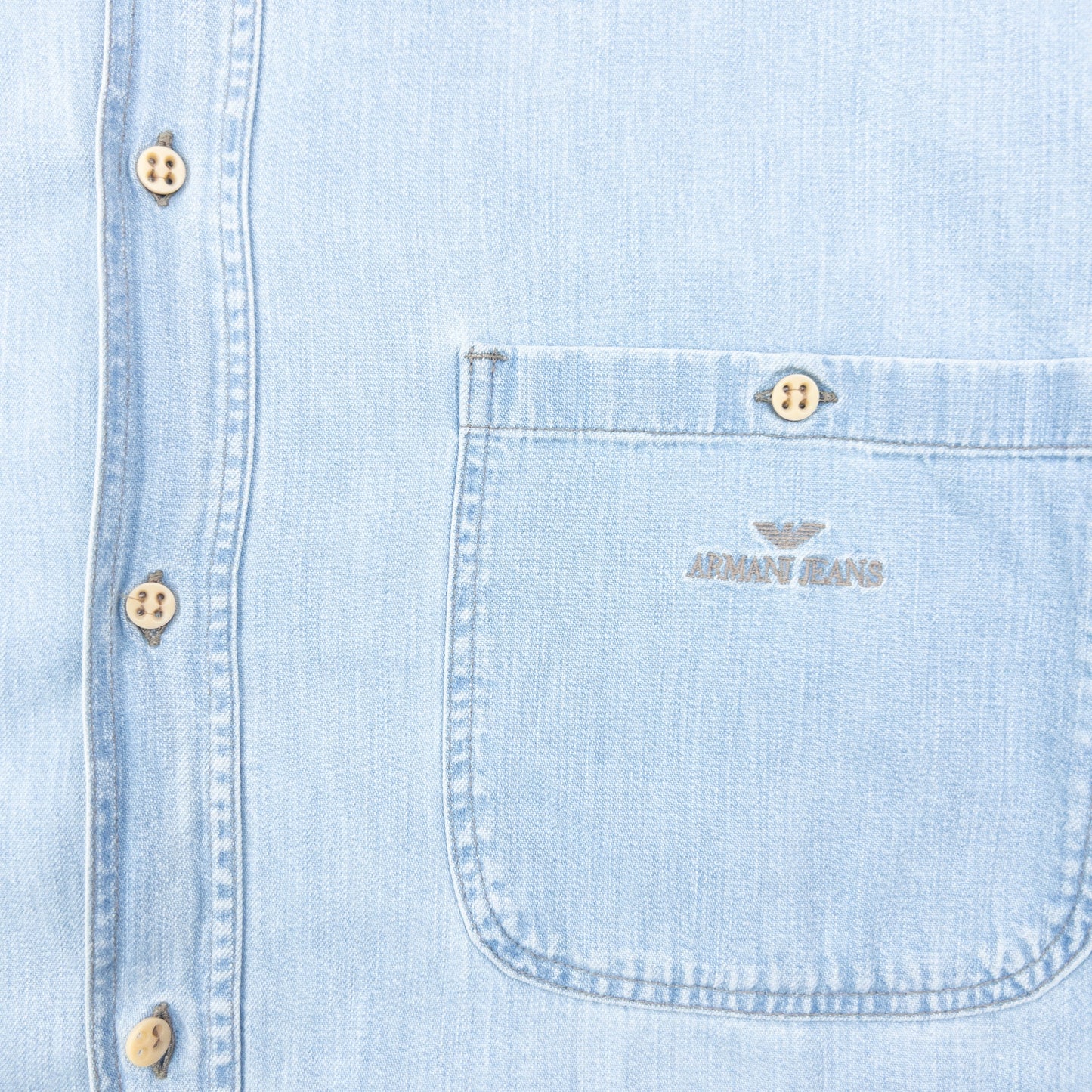 Vintage 90s Armani Jeans Long Sleeve Button Up Denim Shirt Size XL | XL, Blue