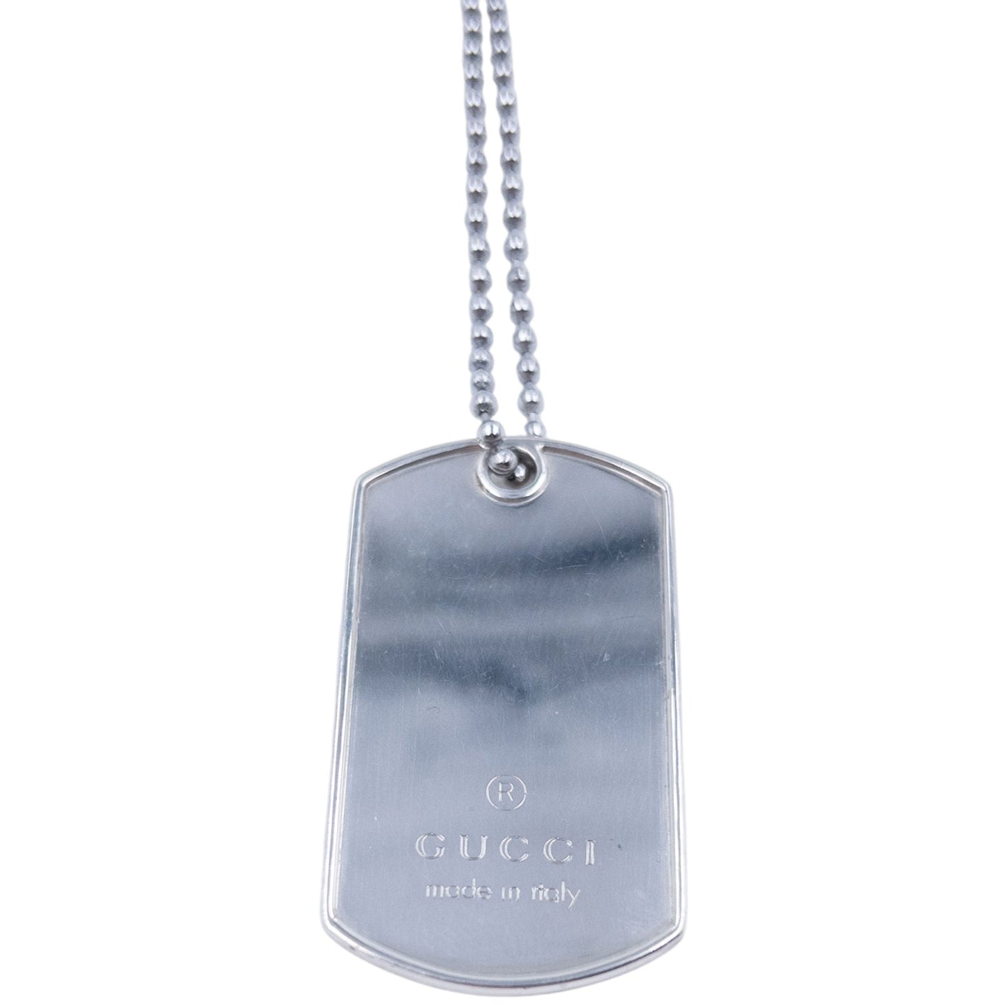 Vintage 2000s Gucci Embossed Dog Tag Necklace | O/S, Grey