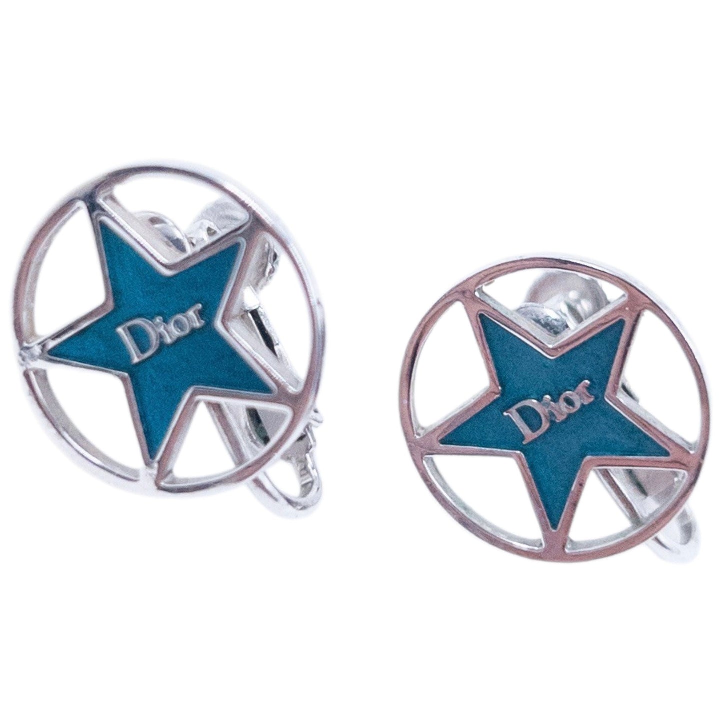 Vintage 2000s Dior By John Galliano Star Cut-Out Clip-On Earrings | O/S, Blue
