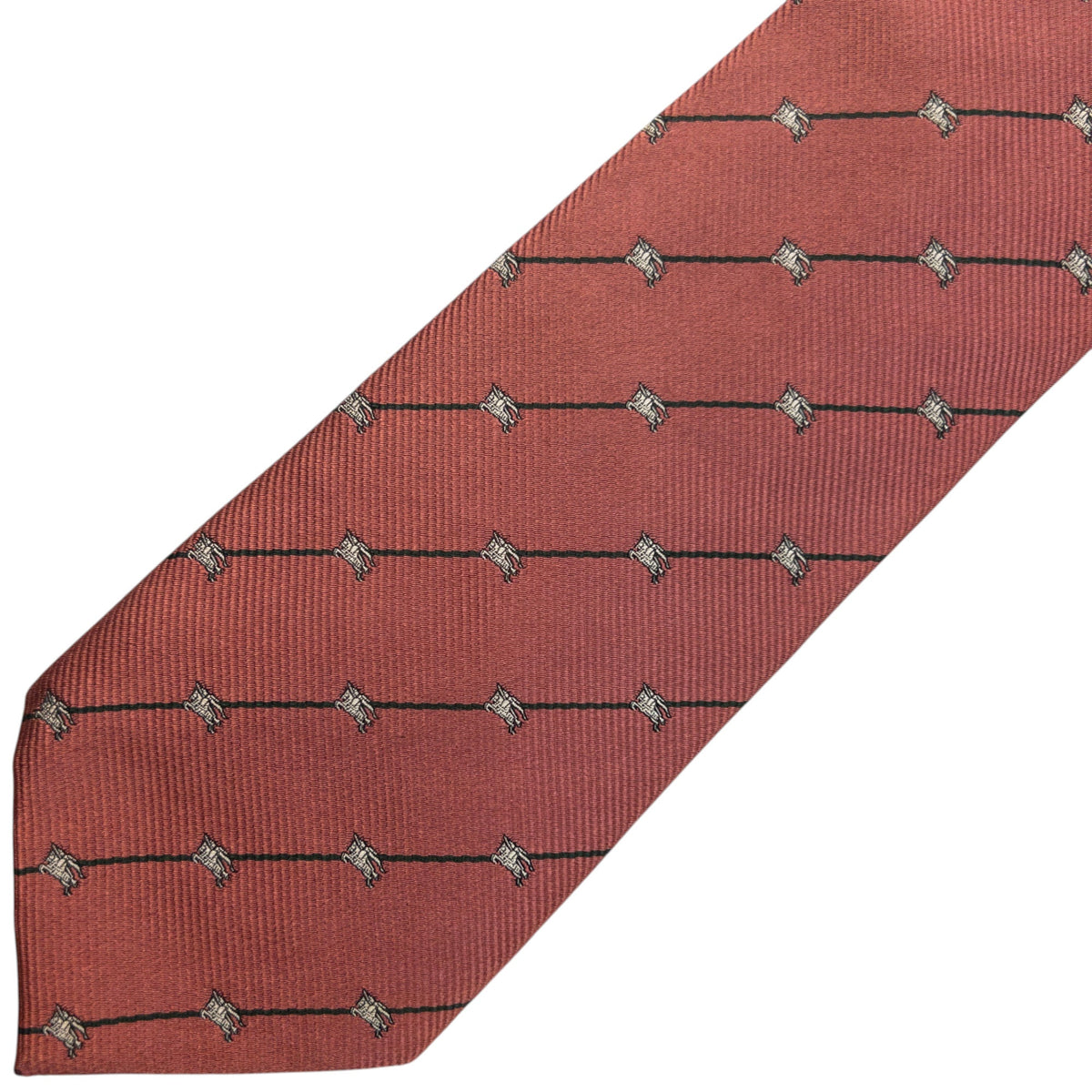 Vintage 2000s Burberry Monogram Striped Silk Tie | O/S, Pink