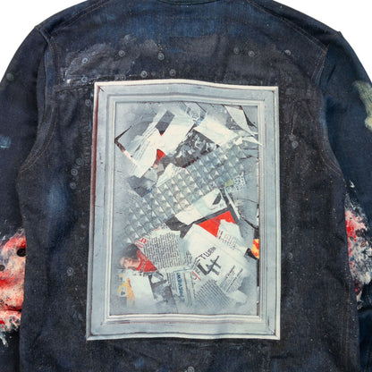 Vintage 2000s PPFM Embellished Denim-Look Print Jacket Womens Size M | Medium, Multi