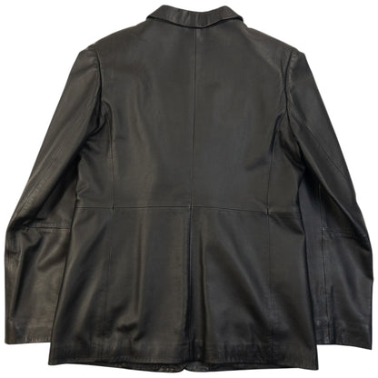 Vintage 2000s Burberry Nova Check Lined Leather Jacket Size S | Small, Black