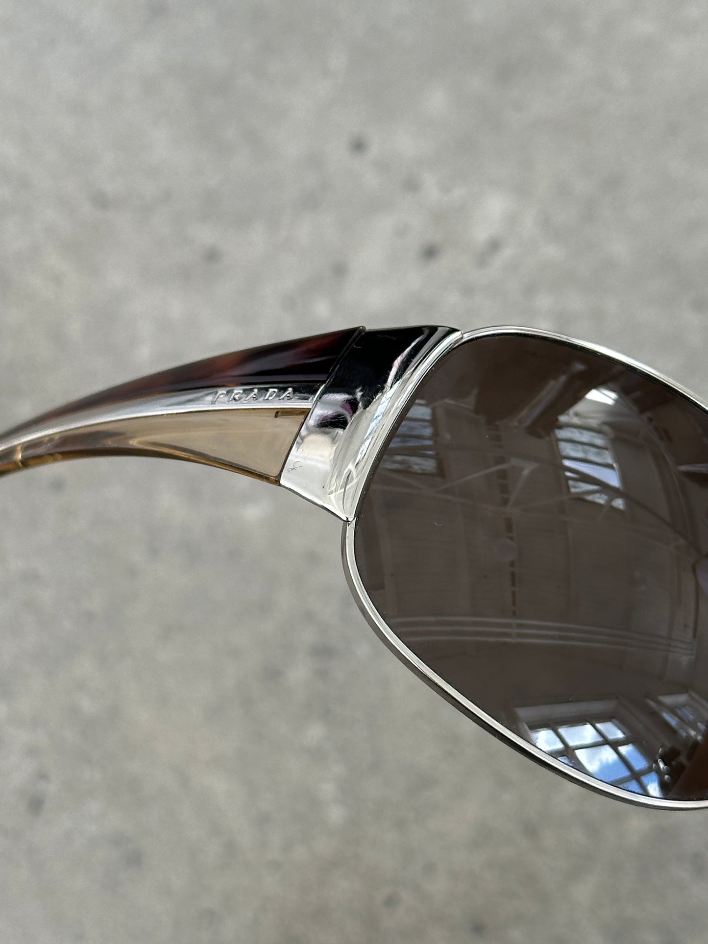 Prada 1990s Aviator Shield Logo Sunglasses