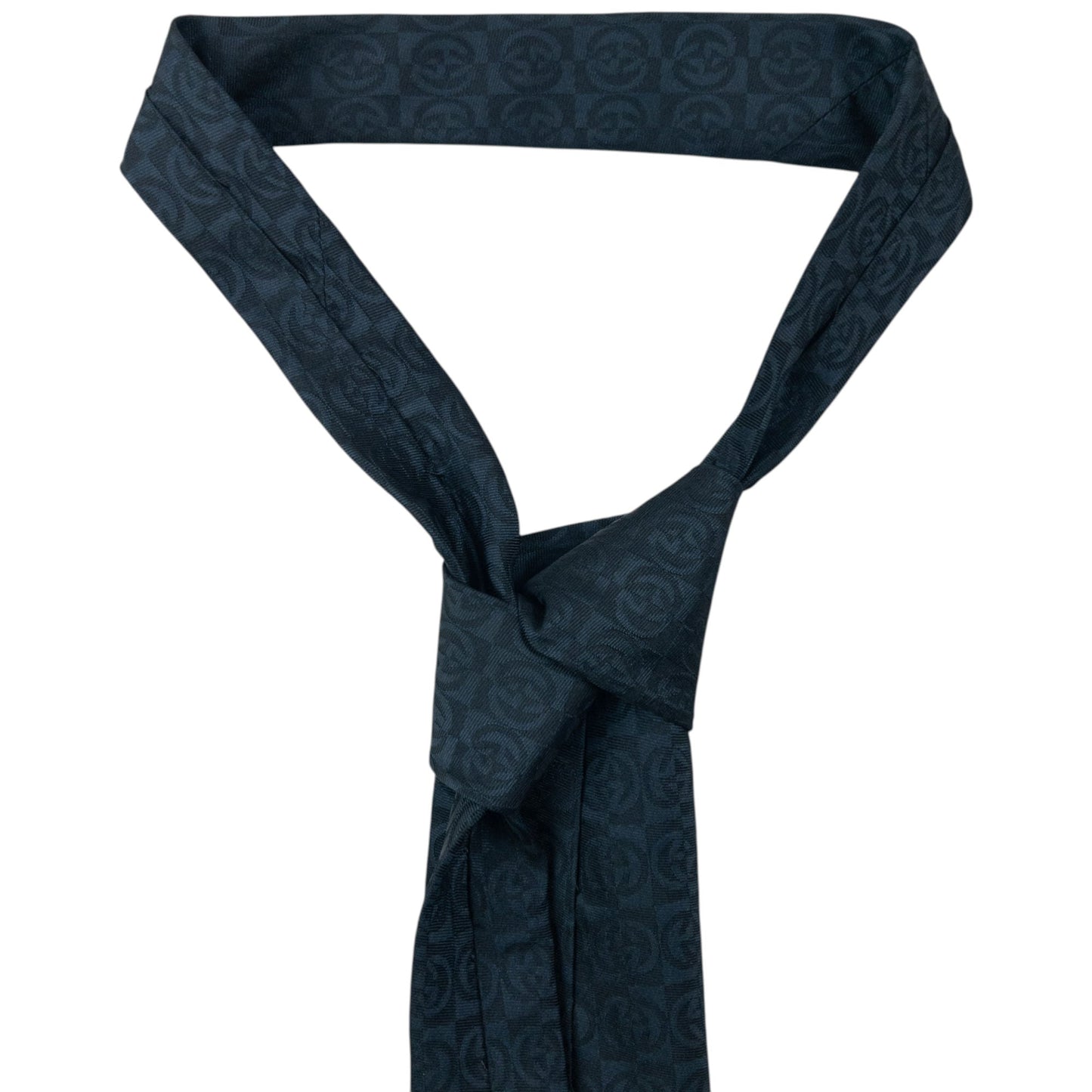 Vintage 2000s Gucci Monogram Silk Tie | O/S, Navy
