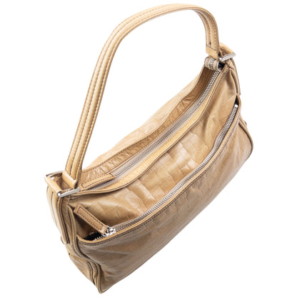 Vintage 90s Issey Miyake Crocodile Leather Shoulder Bag | O/S, Beige