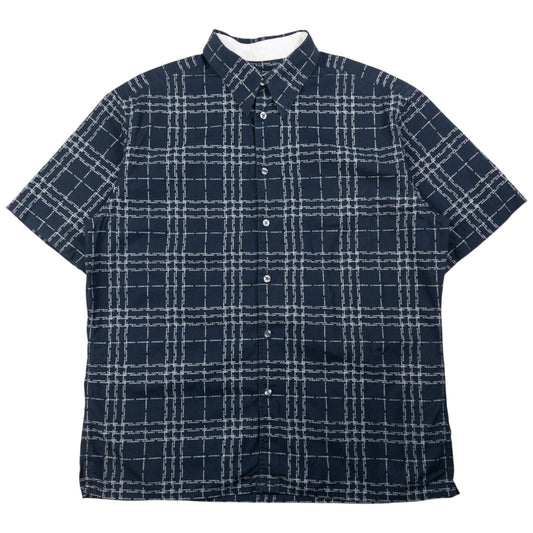 Vintage Burberry Nova Check Text Short Sleeve Button Up Shirt Size L