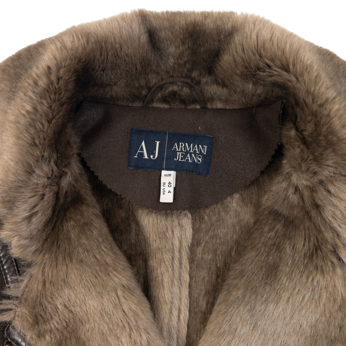 Vintage 2000s Armani Jeans Fur Lined Suede Jacket Womens Size S | Small, Brown