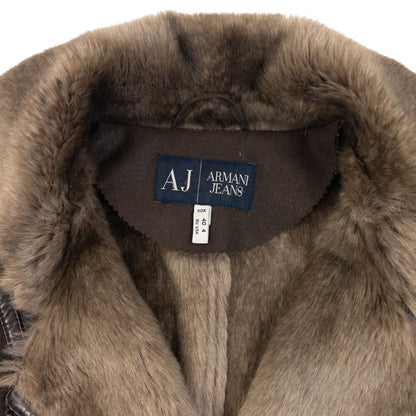 Vintage 2000s Armani Jeans Fur Lined Suede Jacket Womens Size S | Small, Brown