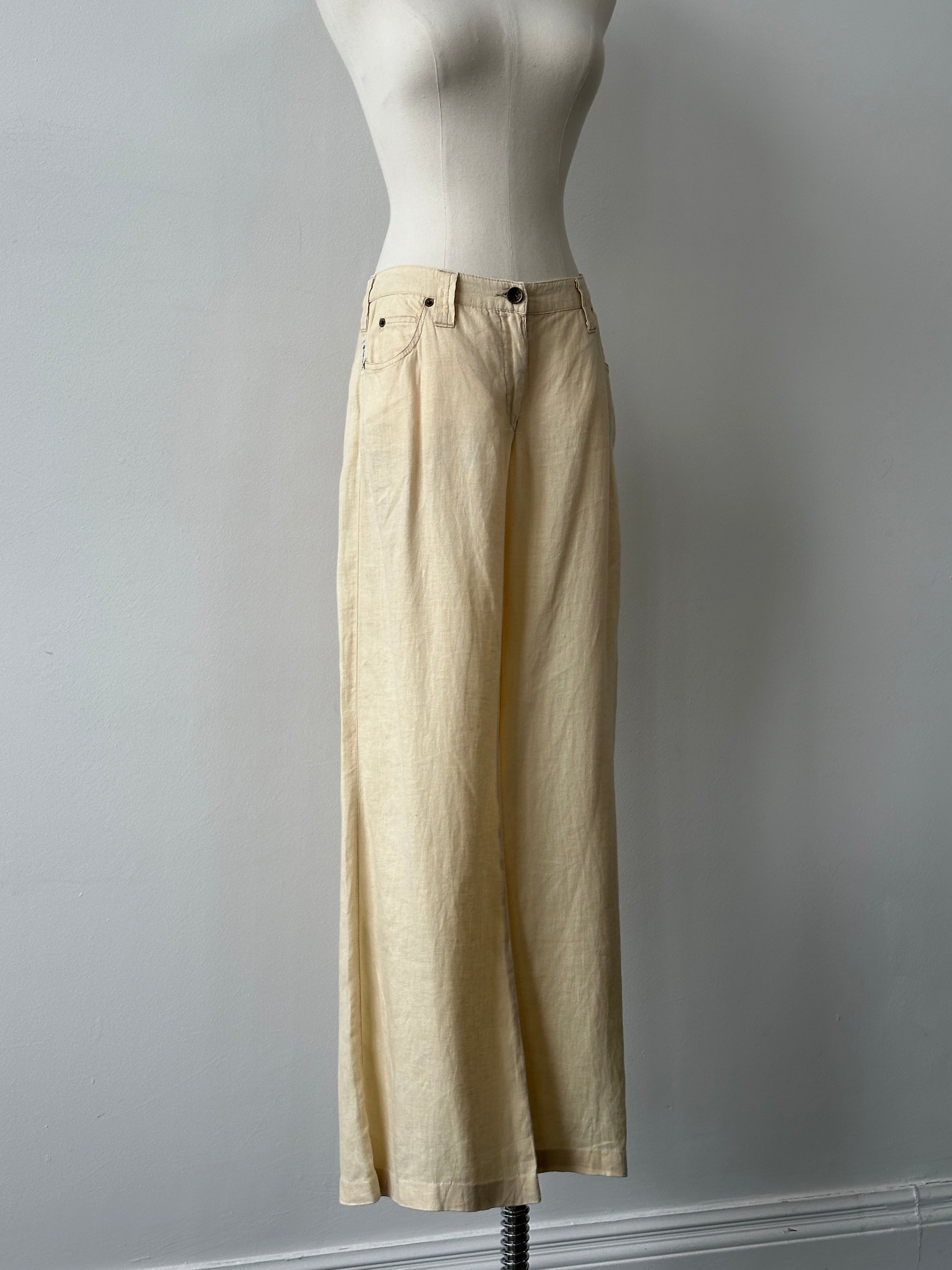 Armani Jeans 1990s Pure Linen Bootcut Leg Trousers - W30