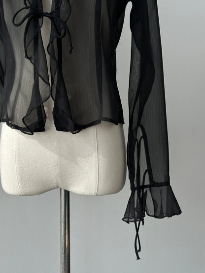 Vintage 1990s Sheer Tie Top - S