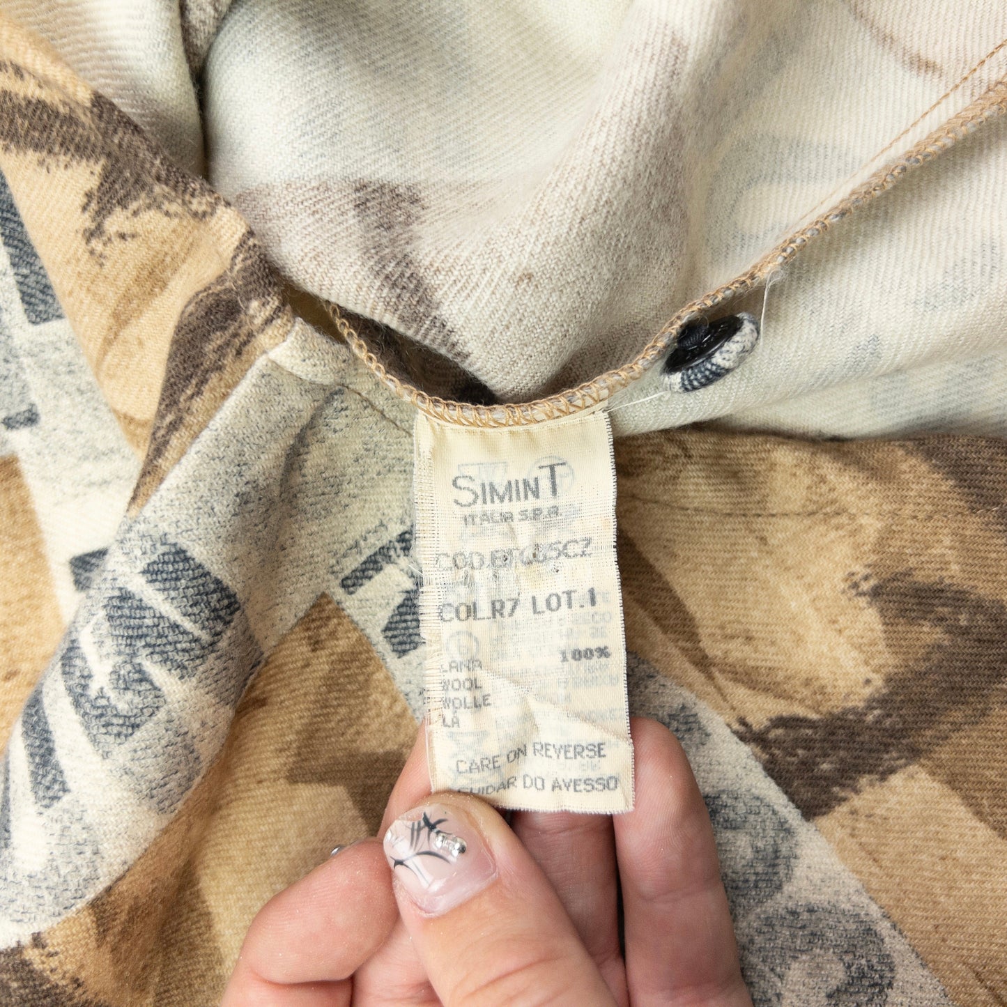 Vintage 2000s Moschino Jeans Tape Check Long Sleeve Button Up Wool Shirt Size M | Medium, Multicoloured