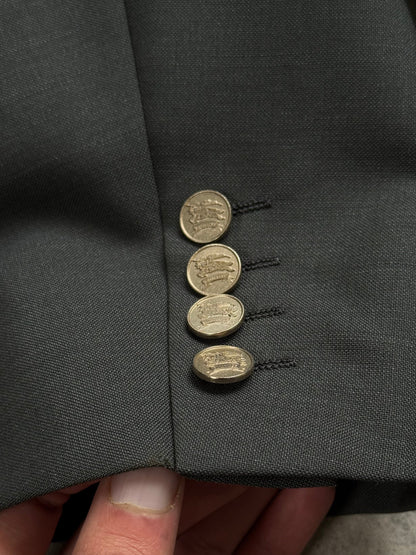 Burberry 1990s Wool Mohair Double Breasted Blazer - XL