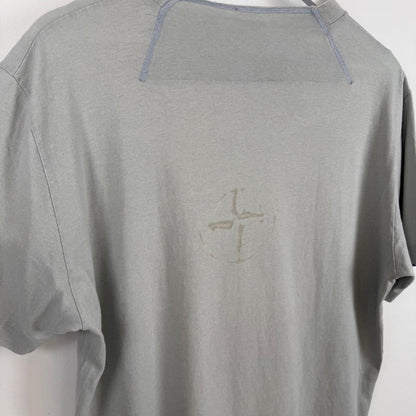 Early 00's Stone Island Burn Through Compass Logo T-Shirt Grey (M) | Medium, Grey