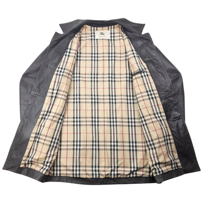 Vintage Burberry Nova Check Lined Leather Jacket Size M | Medium, Brown