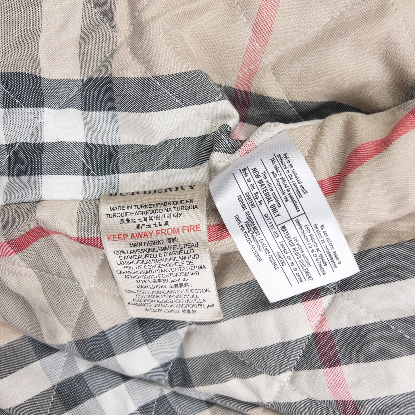 Vintage 2000s Burberry Brit Nova Check Lined Leather Jacket Size M