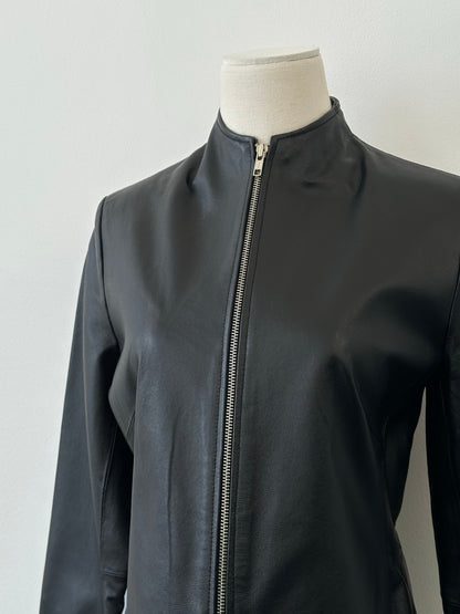 Vintage 1990s Double Zip Leather Jacket - S