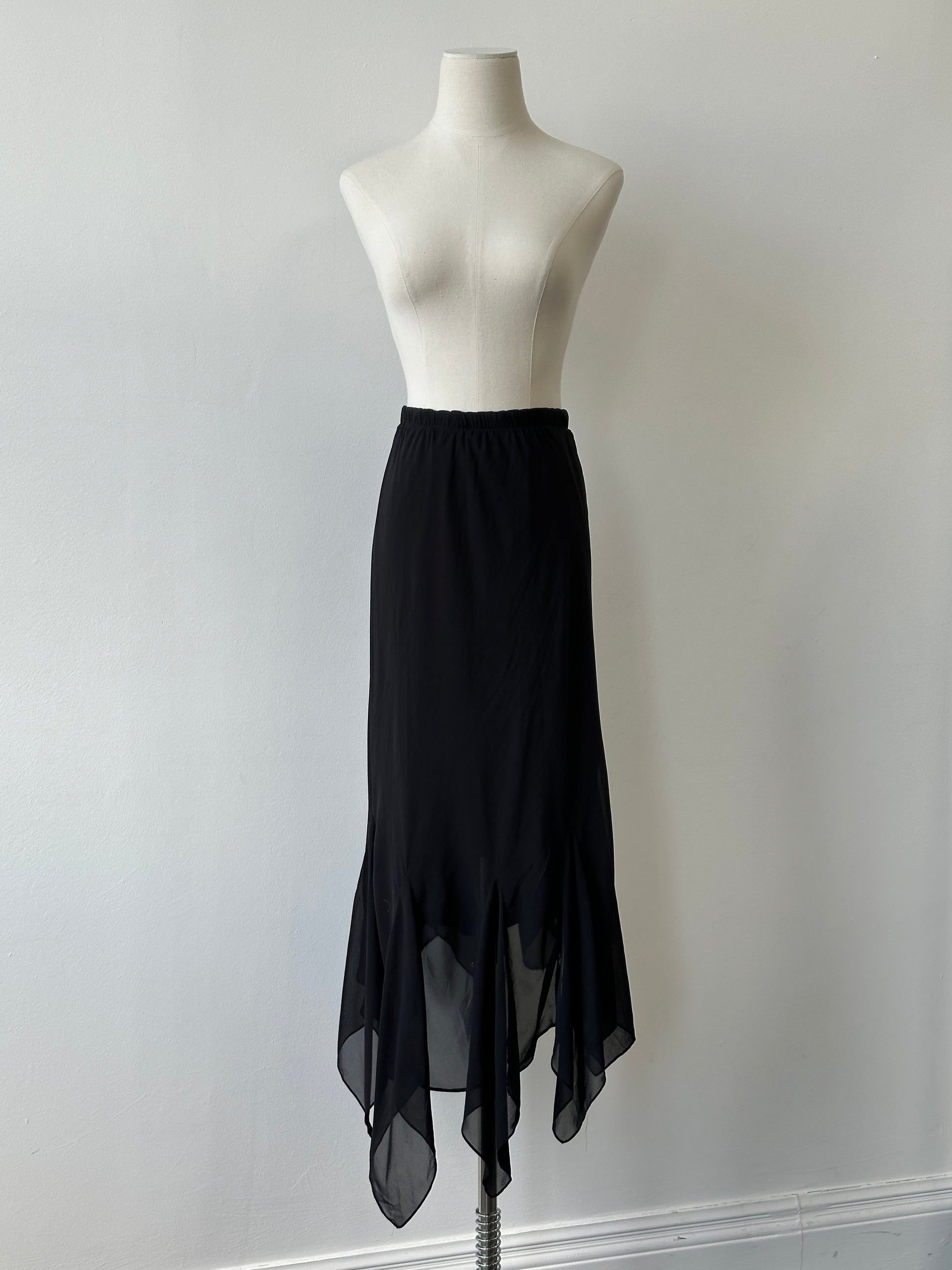 Vintage 2000s Asymmetrical Layered Sheer Midi Skirt - W24-28