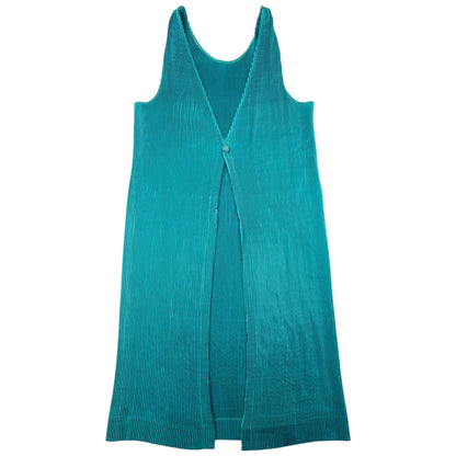 Vintage 90s Issey Miyake Pleated Longline Vest Dress Womens Size L | Large, Green