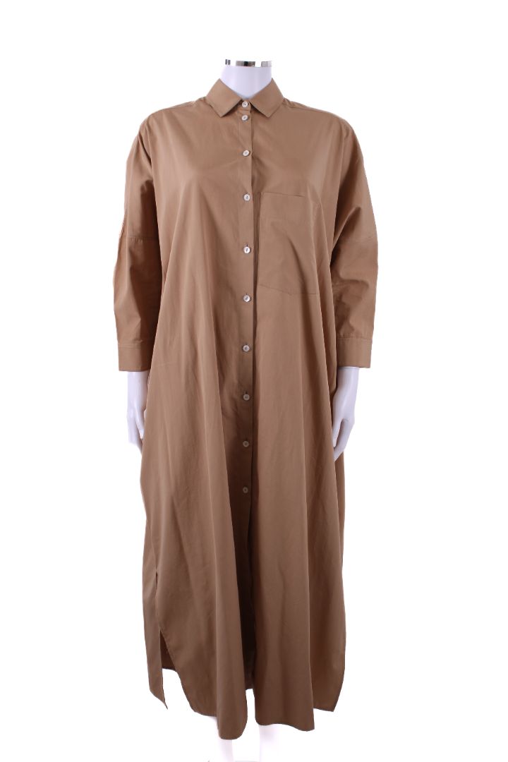 Jil Sander L/S Pleat Back Shirt Dress Beige 8 | Default Title, Beige