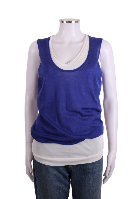 Gucci S/S Layered Knit Top Blue/ White M | Medium, Multicoloured