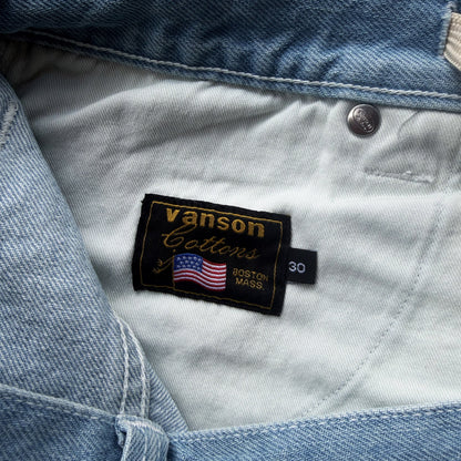 Vanson Leathers Bone Denim Shorts - W30" | W30, Light Blue