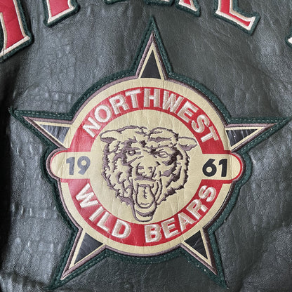 Avirex Wild Bears Leather Varsity Jacket - M | Medium, Cream