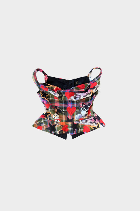 Vivienne Westwood 2013 Sea Monster Tartan Draped Blouse Top