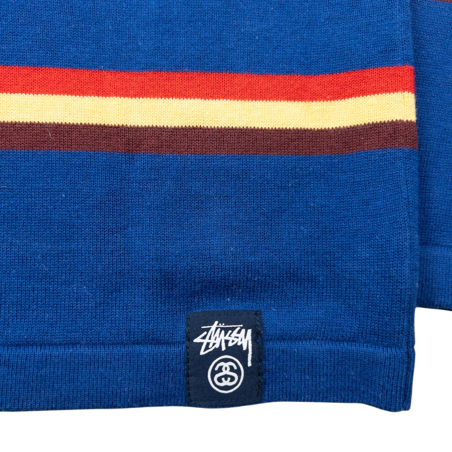 Vintage 2000s Stussy Striped Jumper Size M | Medium, Blue