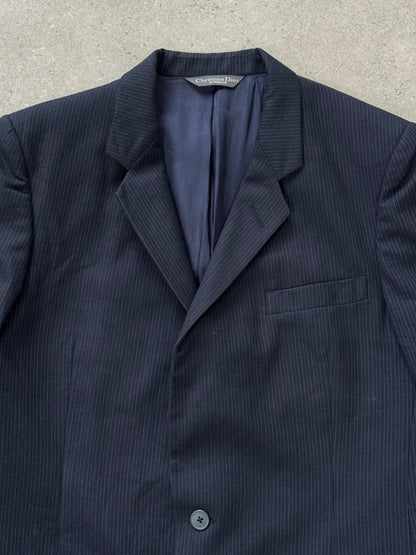 Christian Dior Monsieur 1980s wool striped blazer, size 40R, tailored men's blazer with classic pattern and vintage style.