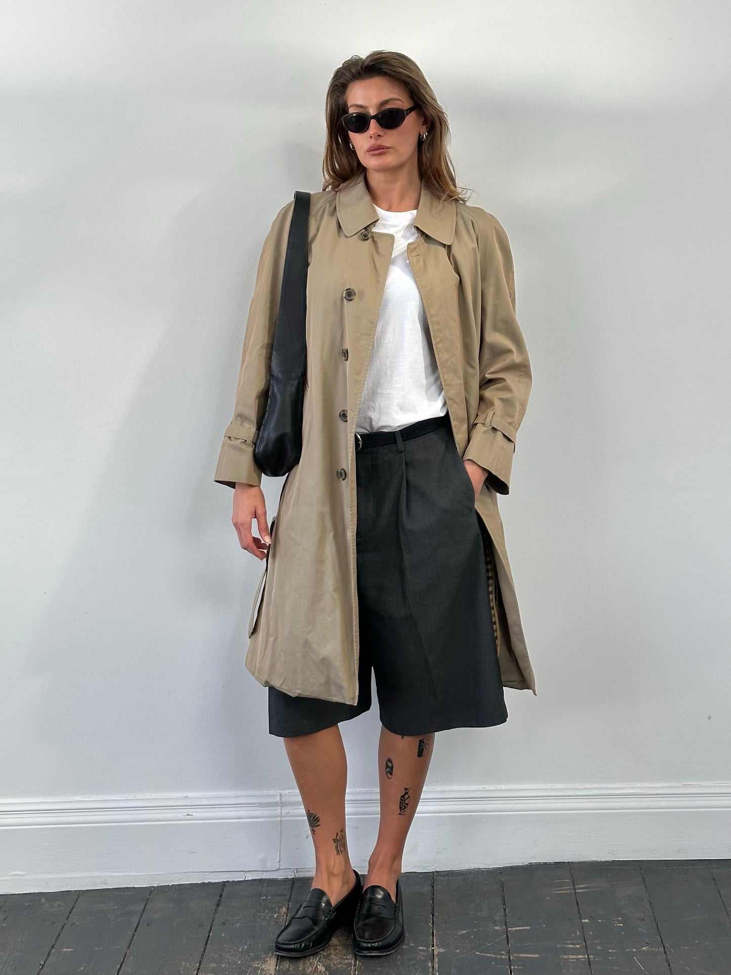 Aquascutum 1990s Pure Cotton Belted Trench Coat - S