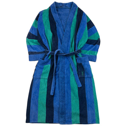 Vintage 90s YSL Yves Saint Laurent Striped Terry Cloth Dressing Gown | O/S, Multicoloured
