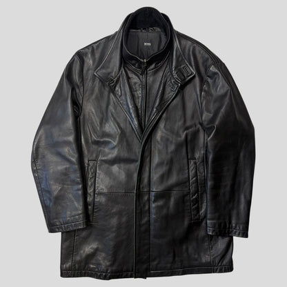 Hugo Boss 90’s Modular 2 in 1 Lambskin Leather Trench Coat - XL | Default Title, Black