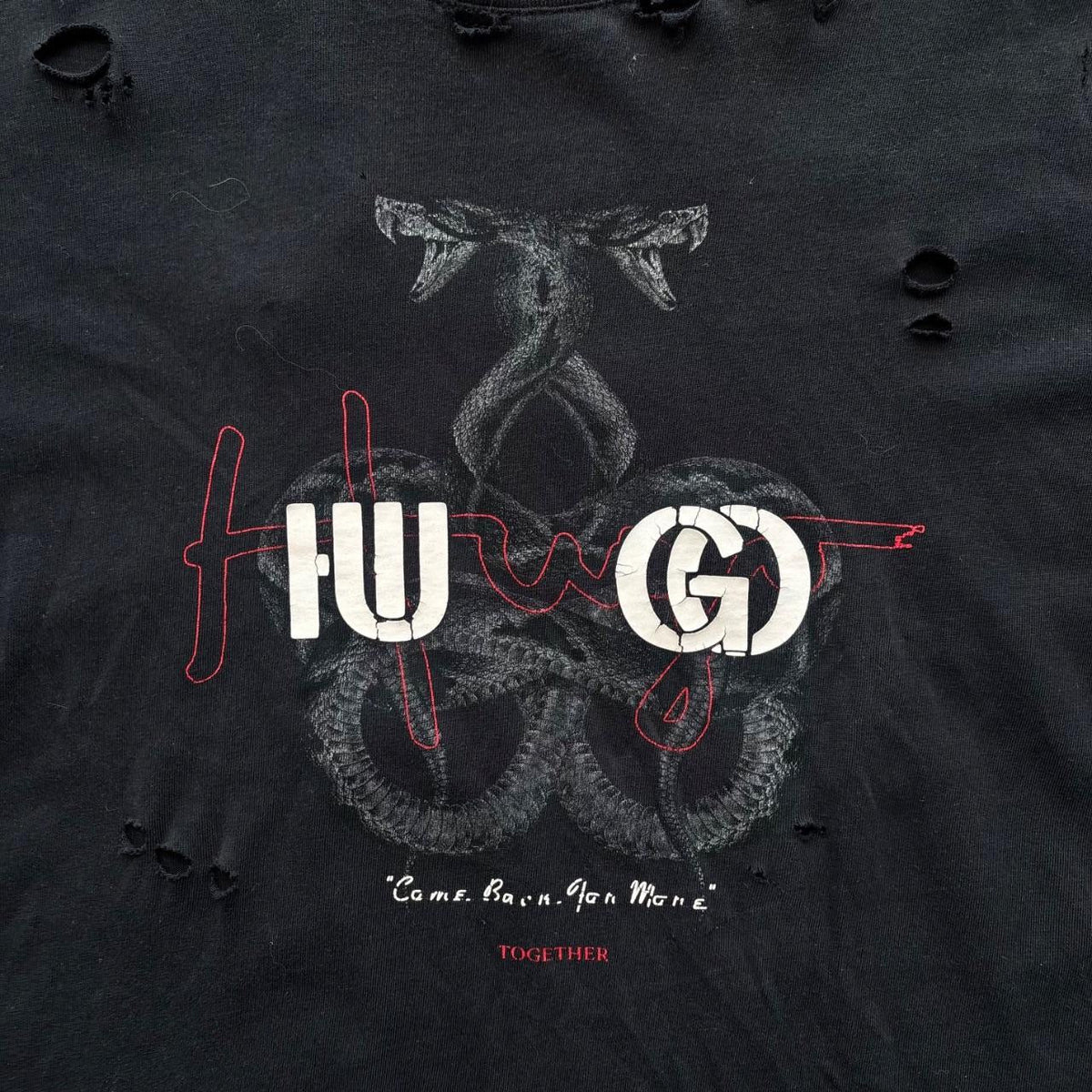 HUGO BOSS DISTRESSED T-SHIRT | O/S, Red