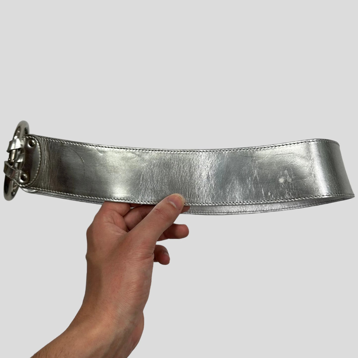 Prada Milano 90’s Astro Leather Metal Buckle Belt