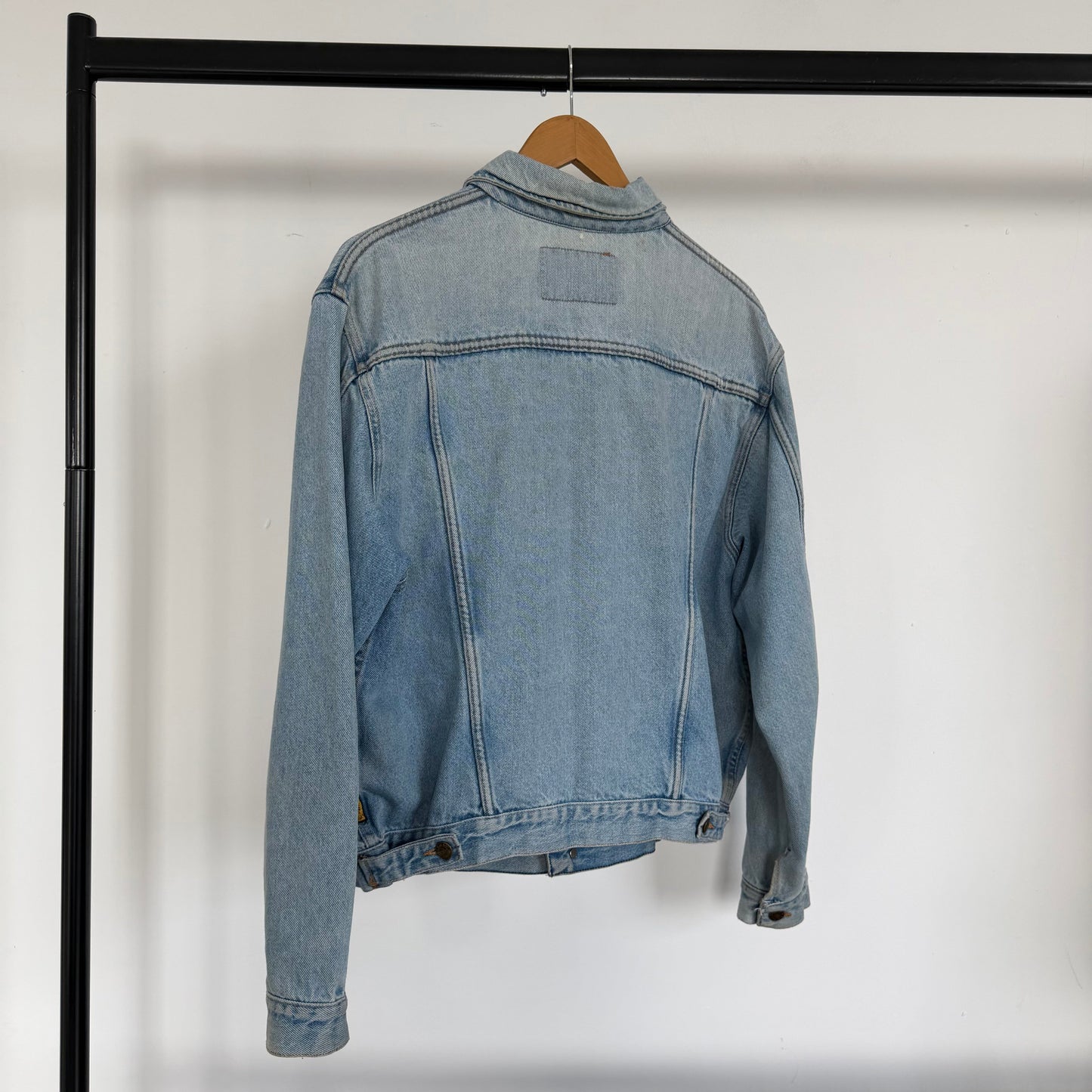 1990s armani jeans distressed denim trucker jacket | O/S, Blue