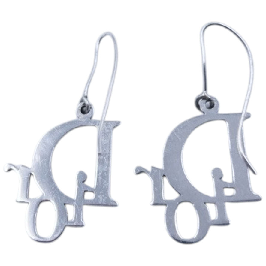 Vintage Dior Silver Logo Earrings