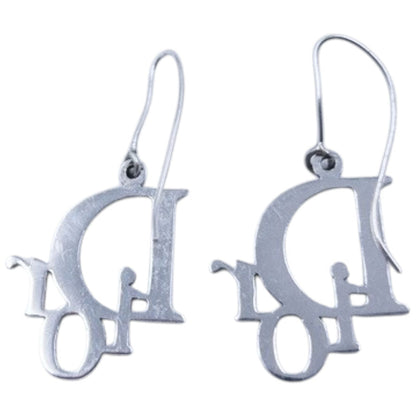 Vintage Dior Silver Logo Earrings