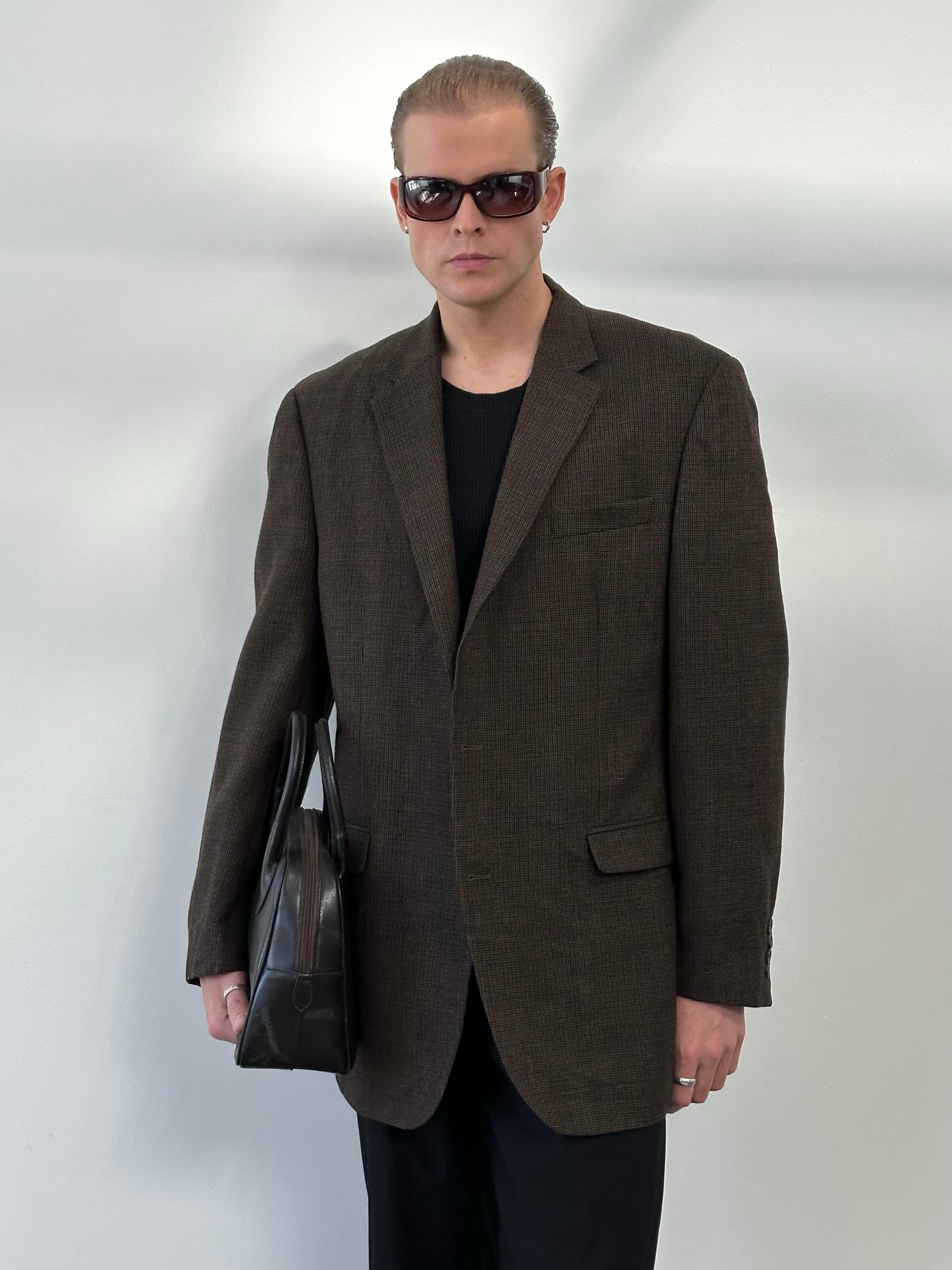 Ralph Lauren 1990s Pure Wool Check Single Breasted Blazer - 44L