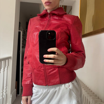 Y2K Leather Jacket | Red, Red