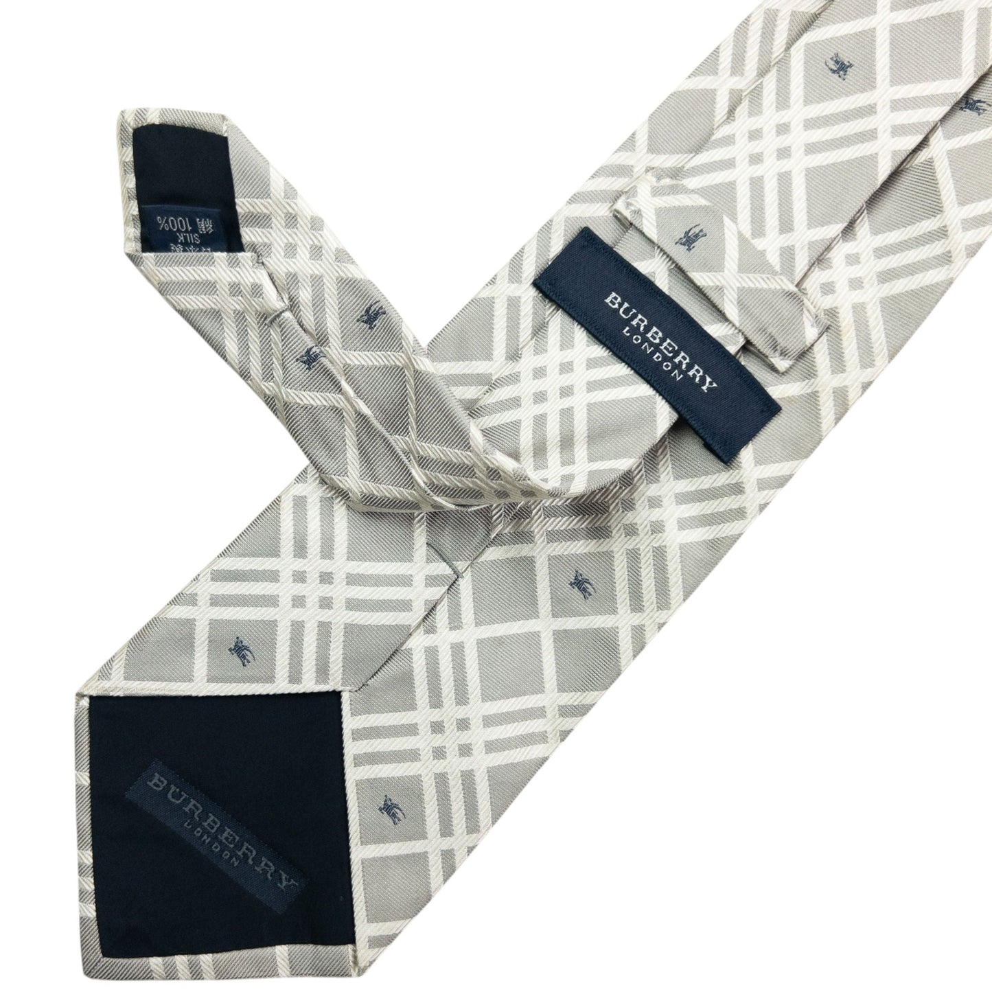 Vintage 2000s Burberry Nova Check Monogram Silk Tie | O/S, Grey