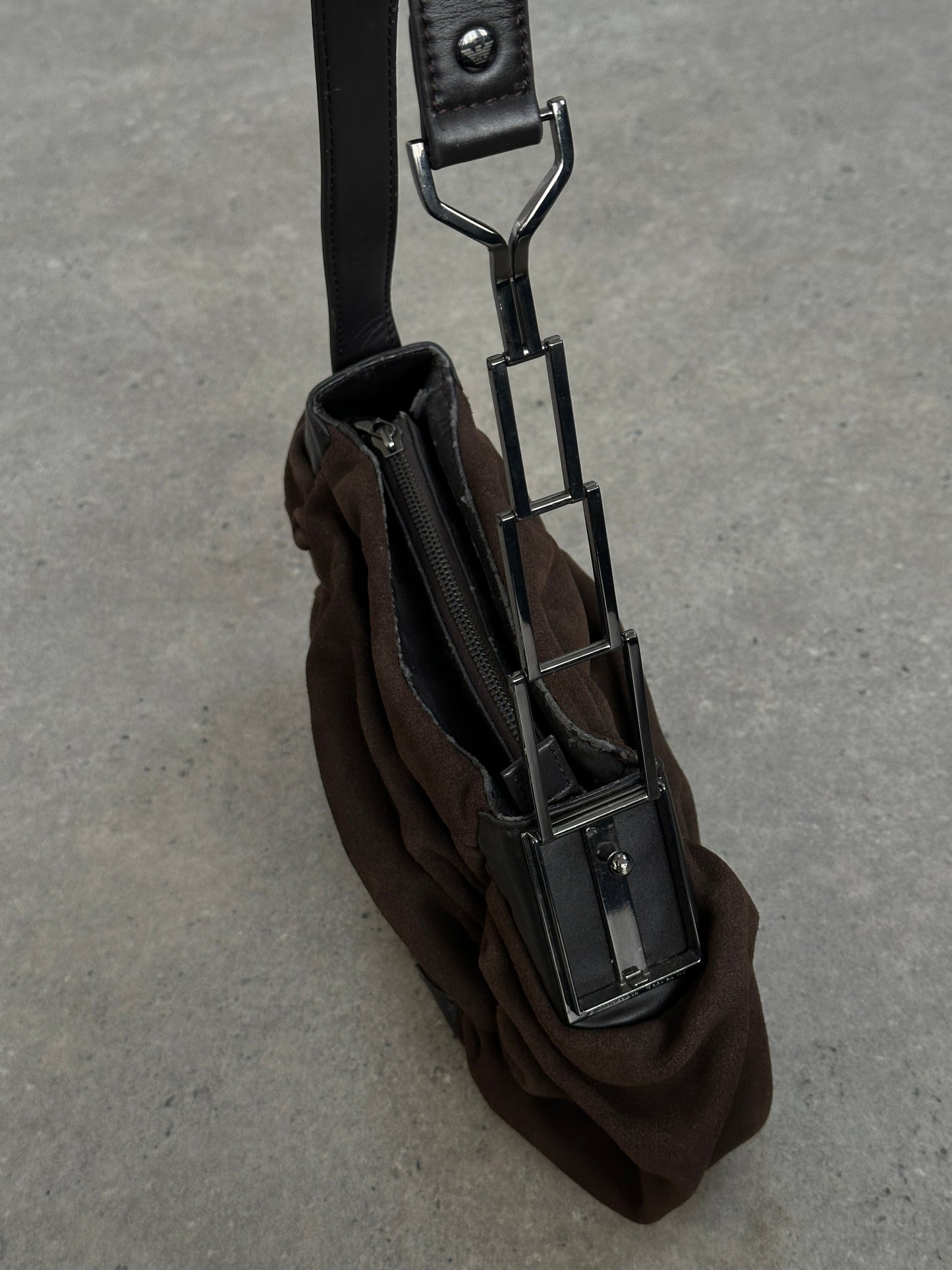 Armani Jeans Suede Ruched Shoulder Bag